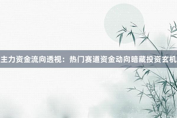 主力资金流向透视：热门赛道资金动向暗藏投资玄机