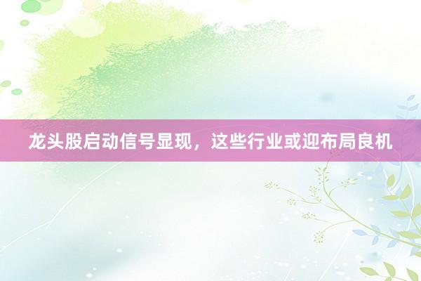 龙头股启动信号显现，这些行业或迎布局良机