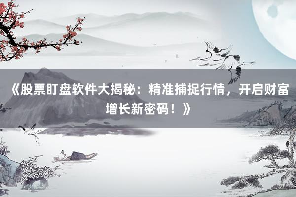 《股票盯盘软件大揭秘：精准捕捉行情，开启财富增长新密码！》