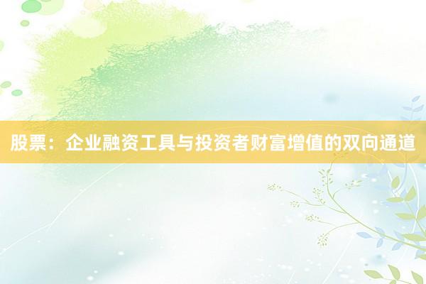 股票：企业融资工具与投资者财富增值的双向通道