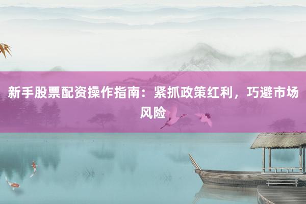 新手股票配资操作指南：紧抓政策红利，巧避市场风险