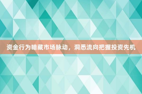 资金行为暗藏市场脉动，洞悉流向把握投资先机
