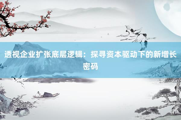 透视企业扩张底层逻辑：探寻资本驱动下的新增长密码