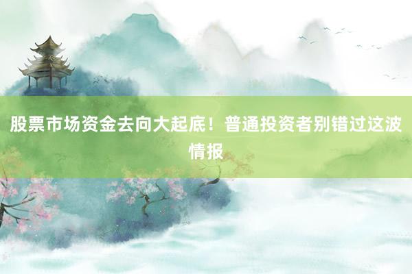 股票市场资金去向大起底！普通投资者别错过这波情报