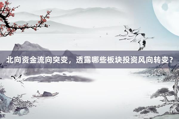 北向资金流向突变，透露哪些板块投资风向转变？