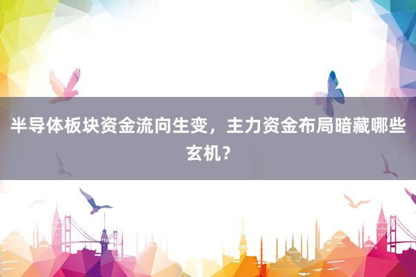 半导体板块资金流向生变，主力资金布局暗藏哪些玄机？