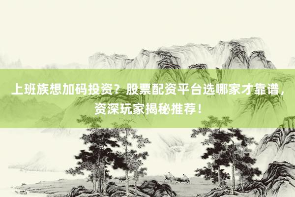 上班族想加码投资？股票配资平台选哪家才靠谱，资深玩家揭秘推荐！