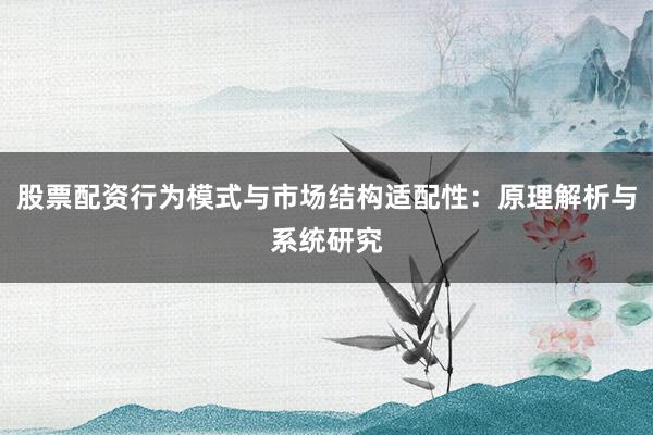 股票配资行为模式与市场结构适配性：原理解析与系统研究